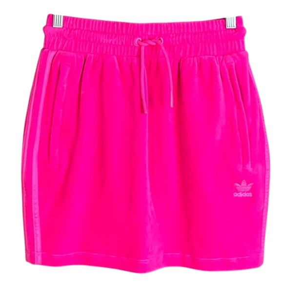 NEW Adidas X Jeremy Scott Solar Pink Velour Mini Skirt Size Small - Picture 1 of 11